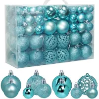 Famanu – Decoratieve kerstballen set lichtblauw, 3-6 cm, 100 stuks