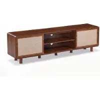 Sensahome Japandi TV-kast - Dressoir met rieten schuifdeuren en een open middenvak - 178x35x50 cm - Walnoot