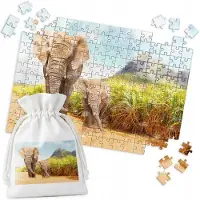 WORLD CASE Traditionele Puzzel: Twee Olifanten in Natuurlandschap - 192 Stukjes