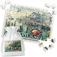 WORLD CASE Merkloos Puzzel 120 Stukken - Krab Huis Postzegel Maryland USA