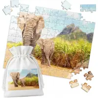 WORLD CASE Traditionele Puzzel: Twee Olifanten in Natuurlandschap - 110 Stukjes