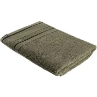 Tendance Serviette de bain 70 x 130 cm 100 % coton kaki et noir