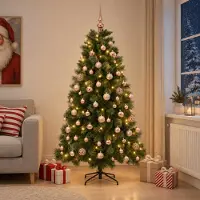 vidaXL Kunstkerstboom met kerstbal 240 cm 300 LED's Warmwit