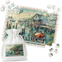 WORLD CASE Traditionele Puzzel 192 Stukjes - Krab Huis Postzegel Maryland USA