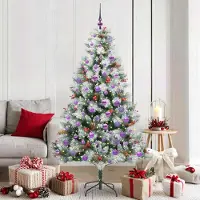 vidaXL Kunstkerstboom Groen en wit 180 cm PVC en Metaal en Plastic