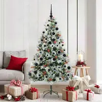 vidaXL Kunstkerstboom Groen en wit 180 cm PVC en Metaal en Plastic