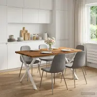 vidaXL Eettafel met levendige rand 140 x 70 x 75 cm Naturel