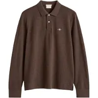 Gant Shield Regular Fit Poloshirt lange mouw Zwart Bruin, Melange