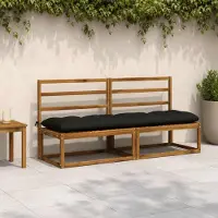 vidaXL Bankkussen VIANEN 100% Polyester Zwart 200 x 50 x 12 cm