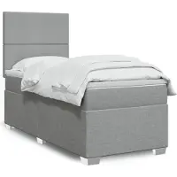 vidaXL Boxspringbed met matras, lichtgrijs, 90x190 cm, gestoffeerd