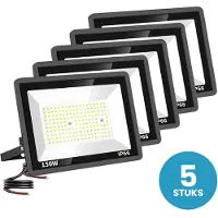 Tsong LED Schijnwerper 150W - 5 stuks - 18.000 lm - Warmwit 3000K - 120° Breedstraler - IP66 - Terrein- & Gevelverlichting - 2 jaar garantie
