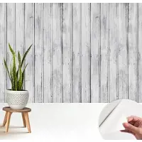 Wallfluent Zelfklevend Fotobehang - Wit Vliesbehang - 208x146 cm - Houten Planken Fotobehang - Woonkamer behang Texturen - Bubble Free Behang - Makkelijk Aan Te Brengen Behang