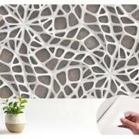 Wallfluent Zelfklevend Fotobehang - Wit Vliesbehang - 104x70 cm - Geometrisch Netwerk Behang Zonder Lijm - Slaapkamer behang Achtergronden En Patronen - Scheurbestendig Behang - Polyester Behang