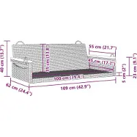 vidaXL Schommelbank 109x62x40 cm poly rattan grijs