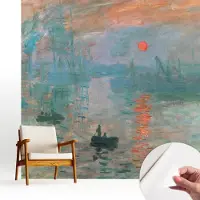 Wallfluent Zelfklevend Fotobehang - Blauw Vliesbehang - 250x250 cm - Havenlandschap Fotobehang - Hal behang Deel - Behang Zonder Lijm - Scheurbestendig Behang