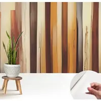 Wallfluent Zelfklevend Fotobehang - Bruin Vliesbehang - 208x146 cm - Abstracte Textuur Fotobehang - Woonkamer behang Texturen - Polyester Behang - Luchtbelvrij Behang