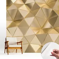 Wallfluent Zelfklevend Fotobehang - Grijs Vliesbehang - 250x250 cm - Driehoekige Patronen Fotobehang - Hal behang Geometrie - Bubble Free Behang - Makkelijk Aan Te Brengen Behang