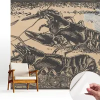 Wallfluent Zelfklevend Fotobehang - Zwart Vliesbehang - 250x250 cm - Waterkreeft Behang Zonder Lijm - Gang behang Dieren - Makkelijk Aan Te Brengen Behang - Bubble Free Behang