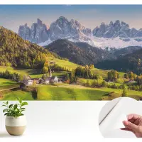 Wallfluent Zelfklevend Fotobehang - Groente Vliesbehang - 104x70 cm - Berglandschap Fotobehang - Hal behang Landschappen - Bubble Free Behang - Makkelijk Aan Te Brengen Behang