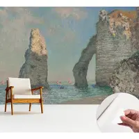 Wallfluent Zelfklevend Fotobehang - Blauw Vliesbehang - 312x219 cm - Rotsachtig Landschap Behang Zonder Lijm - Gang behang Landschappen - Scheurbestendig Behang - Polyester Behang
