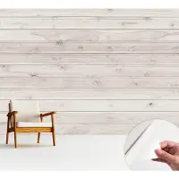 Wallfluent Zelfklevend Fotobehang - Wit Vliesbehang - 312x219 cm - Natuurlijk Hout Fotobehang - Hal behang Texturen - Polyester Behang - Luchtbelvrij Behang