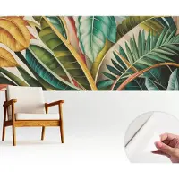 Wallfluent Zelfklevend Fotobehang - Groente Vliesbehang - 250x104 cm - Exotische Bladeren Behang Zonder Lijm - Gang behang Bloemen En Planten - Makkelijk Aan Te Brengen Behang - Bubble Free Behang