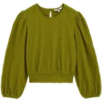 We fashion blousetop - olijfgroen Meisjes Polyester Ronde hals Effen - maat 146/152
