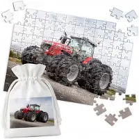 WORLD CASE Grote Rode Tractor Puzzel 120 Stukjes - Leuk voor Kinderen