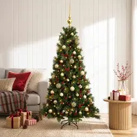 vidaXL Kunstkerstboom met kerstbal 120 cm 150 LED's Warmwit