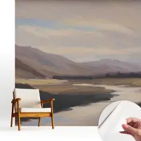Wallfluent Zelfklevend Fotobehang - Bruin Vliesbehang - 250x250 cm - Natuurlijke Rust Behang Zonder Lijm - Slaapkamer behang Landschappen - Scheurbestendig Behang - Polyester Behang