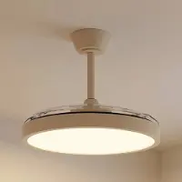 LINDBY LED plafondventilator Orasu, Ø 107 cm, beige, CCT Orasu, crème / amber, Woon-/ Eetkamer, metaal, Modern
