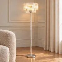LUCANDE Vloerlamp Meritt, chroom / zilver, Woon-/ Eetkamer, Glas, Modern, vloerlamp