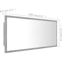 vidaXL LED-badspiegel, betonkleur, 100x8,5x37 cm, acryl