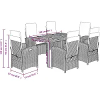 vidaXL 7-delige Tuinset met kussens poly rattan zwart