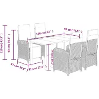 vidaXL 5-delige tuinset met kussens, zwart, van polyrotan