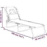vidaXL Ligbed inklapbaar oxford stof en gepoedercoat staal taupe