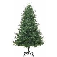 vidaXL Kunstmatige voorverlichte kerstboom met ballenset Groen 240 cm