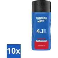 Reebok 10 x - Move Your Spirit - Douchegel - 4 in 1 - 400 ml - Voordeelverpakking - 10 stuks