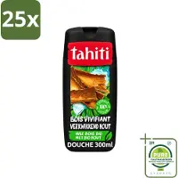 Tahiti 25 x - Douchegel - Verkwikkend Bio Hout - 100% Vegan - 300 ml - Grootverpakking - Vaatwasstrips - Douchegel - Houtgeur - Verkwikkend - Huid Verzorgen - Huid Verzachten