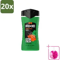Axe 20 x - 3-in-1 Douchegel - Jungle Fresh - Palm Leaves & Amber - Extra Fresh - 250 ml - Bulkverpakking - Douchegel - Douchemop - Lichaam