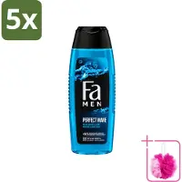 Fa 5 x Men - Perfect Wave - 2 in 1 Douchegel & Shampoo - Menthol - 250 ml - Bulkverpakking - Douchegel en shampoo voor mannen - Douchemop - Menthol geur