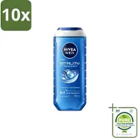 Nivea 10 x Men – Douchegel – Vitality 3-in-1 – 250 ml - Grootverpakking - Vaatwasstrips - Douchegel Voor Mannen - Frisheid - Oceaanmineralen - 3-in-1 Douchegel - Huidverzorging