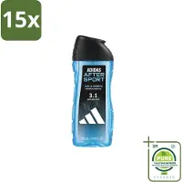 Adidas 15 x – Douche & Shampoo – Men After Sport – 250 ml - Grootverpakking - Vaatwasstrips - Sport Na Sport - Sportverzorging - Lichaam En Haar Verzorging - Menthol - Frisheid