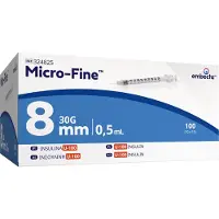 Embecta Microfine Insulinespuit 0,5ml U100 + naald 0,30mm (30G) x 8mm