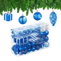 Famanu – Blauwe kerstballen set van 72, glinsterend, feestelijke decoratie