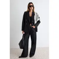 Trendyol TRENDYOLMİLLA Dames Zwart Effen Lang Regular fit Blazers