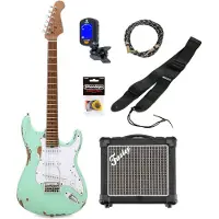 Fazley Relic ST Surf Green elektrische gitaar starterset