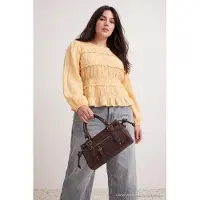 Trendyol Dames Geel Effen Lang Getailleerd Grote maten Blouses