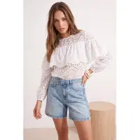 Trendyol TRENDYOLMİLLA Dames Wit Effen Lang Relaxed fit Blouses