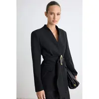 Trendyol TRENDYOLMİLLA Dames Zwart Effen Lang Regular fit Blazers